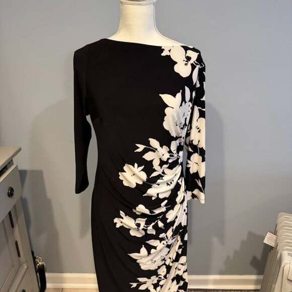 Lauren Ralph Lauren Black Stretch Midi Dress - Picture 2 of 4